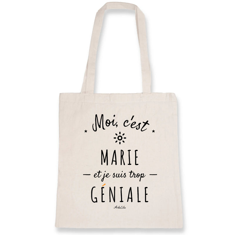 Cadeau anniversaire : Tote Bag - Marie est trop Géniale - Coton Bio - Cadeau Original - Cadeau Personnalisable - Cadeaux-Positifs.com -Unique-Blanc-