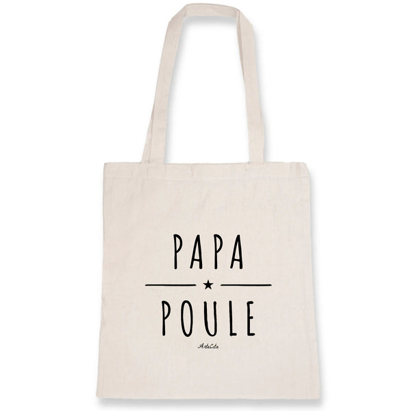 Tote Bag - Papa Poule - Coton Bio - Cadeau Original - Cadeau Personnalisable - Cadeaux-Positifs.com -Unique-Blanc-