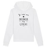 Sweat à Capuche - Un Infirmier trop Génial - Coton Bio - Cadeau Original - Cadeau Personnalisable - Cadeaux-Positifs.com -XS-Blanc-