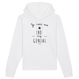 Sweat à Capuche - Un Prof trop Génial - Coton Bio - Cadeau Original - Cadeau Personnalisable - Cadeaux-Positifs.com -XS-Blanc-