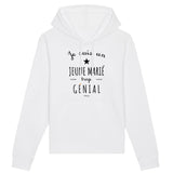 Sweat à Capuche - Un Jeune Marié trop Génial - Coton Bio - Cadeau Original - Cadeau Personnalisable - Cadeaux-Positifs.com -XS-Blanc-