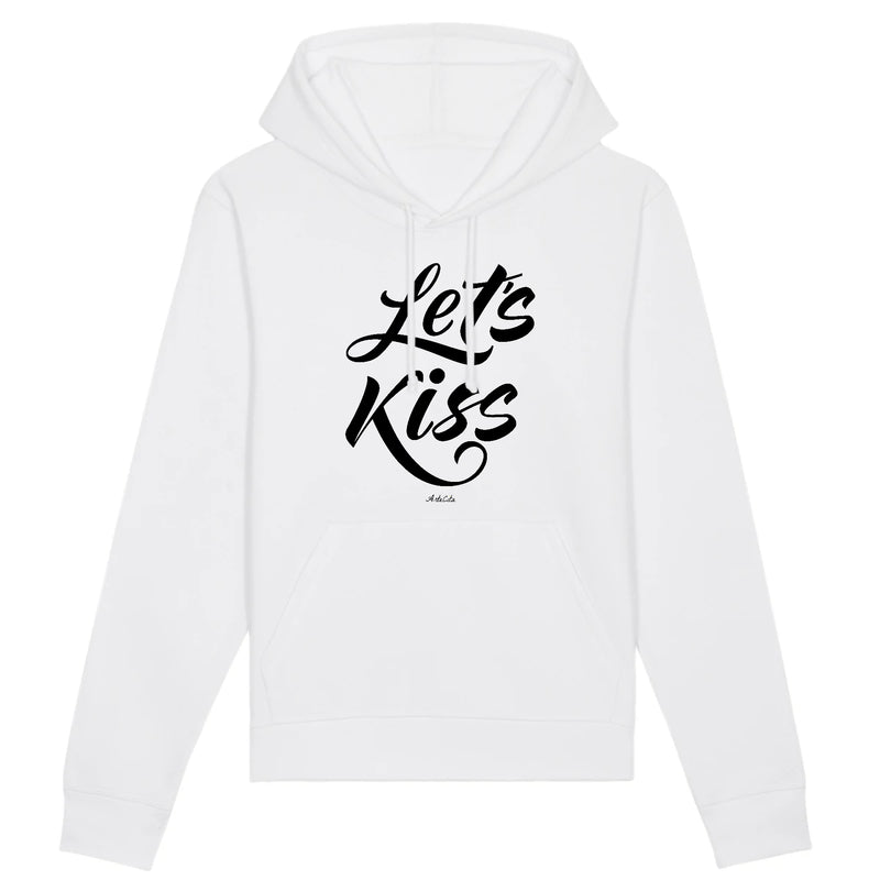 Cadeau anniversaire : Sweat à capuche - Let's Kiss - Coton Bio - 3 Coloris - Cadeau Personnalisable - Cadeaux-Positifs.com -XS-Blanc-