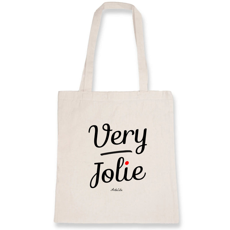 Cadeau anniversaire : Tote Bag - Very Jolie - Coton Bio - Cadeau Original - Cadeau Personnalisable - Cadeaux-Positifs.com -Unique-Blanc-