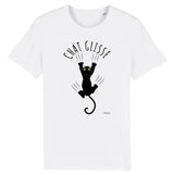 T-Shirt - Chat Glisse - Unisexe - Coton Bio - 5 Coloris - Cadeau Personnalisable - Cadeaux-Positifs.com -XS-Blanc-