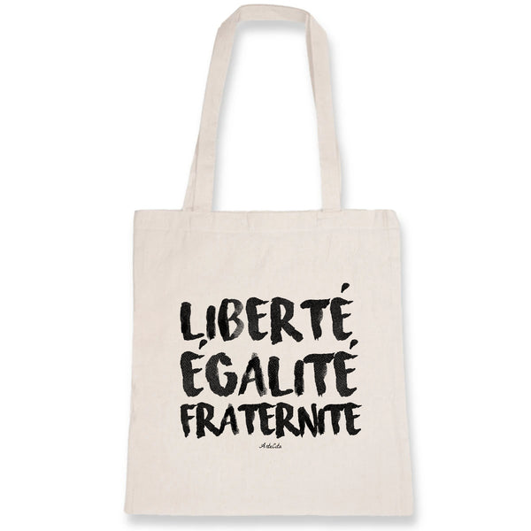 Tote Bag - Liberté Egalité Fraternité - Coton Bio - Cadeau Original - Cadeau Personnalisable - Cadeaux-Positifs.com -Unique-Blanc-