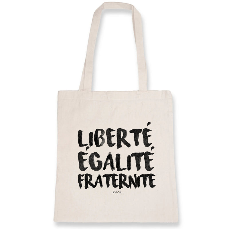 Cadeau anniversaire : Tote Bag - Liberté Egalité Fraternité - Coton Bio - Cadeau Original - Cadeau Personnalisable - Cadeaux-Positifs.com -Unique-Blanc-