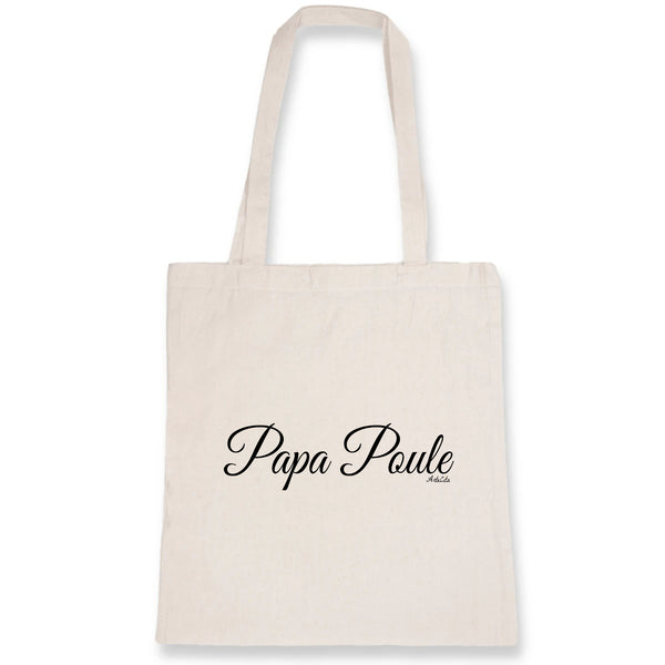 Tote Bag - Papa Poule (Cursif) - Coton Bio - Cadeau Original - Cadeau Personnalisable - Cadeaux-Positifs.com -Unique-Blanc-