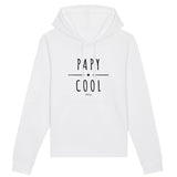 Sweat à Capuche - Papy Cool - Coton Bio - 2 Coloris - Cadeau Original - Cadeau Personnalisable - Cadeaux-Positifs.com -XS-Blanc-