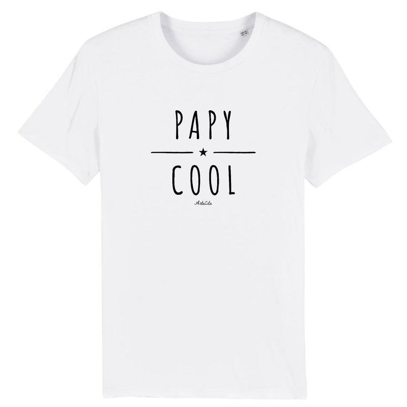 Cadeau anniversaire : T-Shirt - Papy Cool - Coton Bio - 2 Coloris - Cadeau Original - Cadeau Personnalisable - Cadeaux-Positifs.com -XS-Blanc-