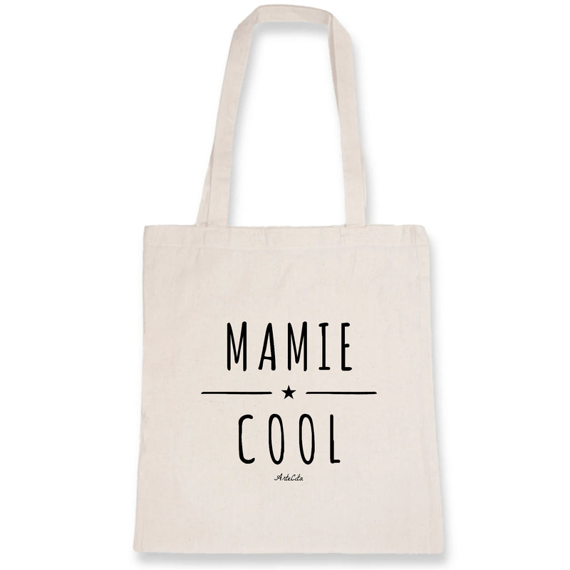 Cadeau anniversaire : Tote Bag - Mamie Cool - Coton Bio - Cadeau Original - Cadeau Personnalisable - Cadeaux-Positifs.com -Unique-Blanc-