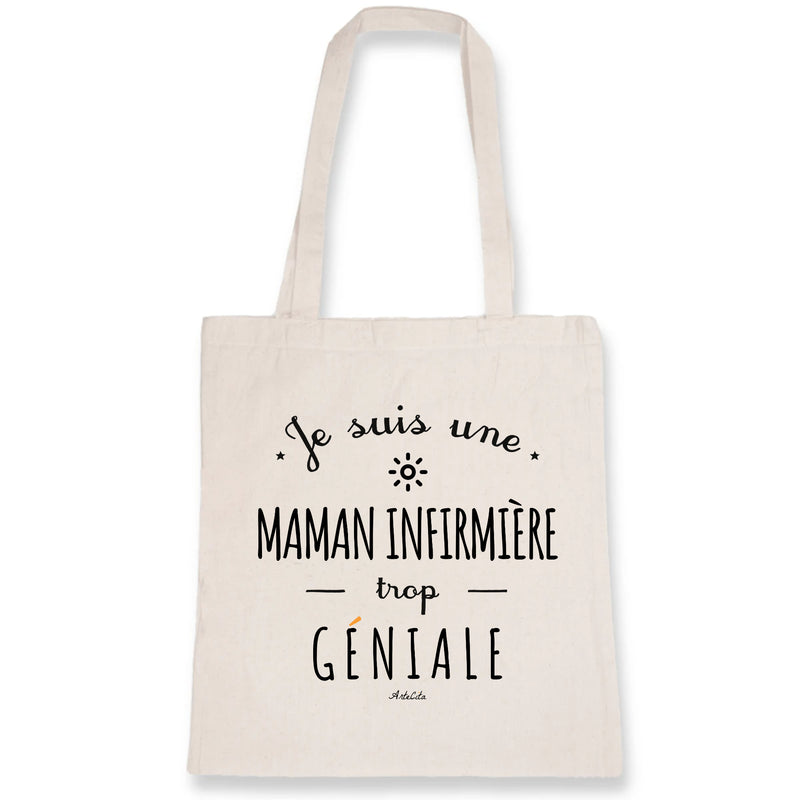 Cadeau anniversaire : Tote Bag - Une Maman Infirmière trop Géniale - Coton Bio - Cadeau Original - Cadeau Personnalisable - Cadeaux-Positifs.com -Unique-Blanc-