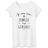 T-Shirt - Une Jumelle trop Géniale - Coton Bio - Cadeau Original - Cadeau Personnalisable - Cadeaux-Positifs.com -XS-Blanc-