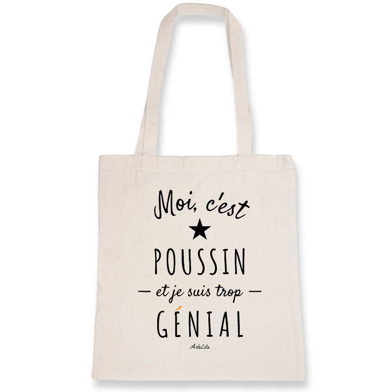 Cadeau anniversaire : Tote Bag - Poussin est trop Génial - Coton Bio - Cadeau Original - Cadeau Personnalisable - Cadeaux-Positifs.com -Unique-Blanc-