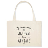 Grand Cabas - Une Sage Femme trop Géniale - Cadeau éco-responsable - Cadeau Personnalisable - Cadeaux-Positifs.com -Unique-Blanc-
