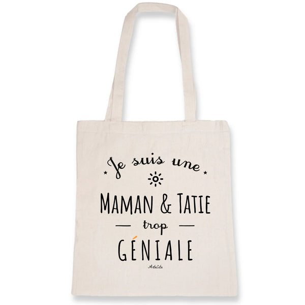 Tote Bag - Une Maman & Tatie trop Géniale - Coton Bio - Cadeau Original - Cadeau Personnalisable - Cadeaux-Positifs.com -Unique-Blanc-