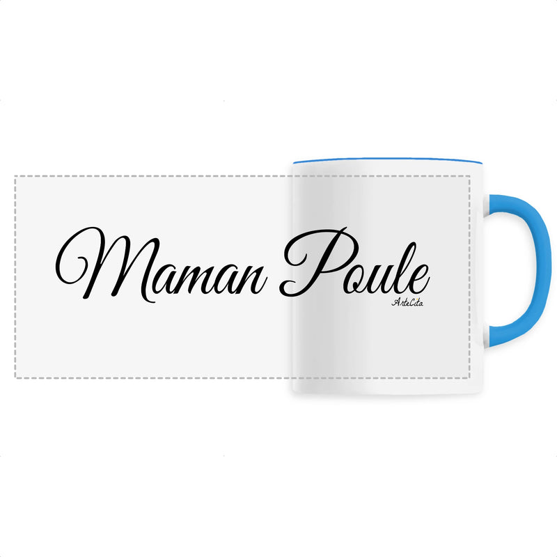 Cadeau anniversaire : Mug - Maman Poule (Cursif) - 6 Coloris - Cadeau Original - Cadeau Personnalisable - Cadeaux-Positifs.com -Unique-Bleu-