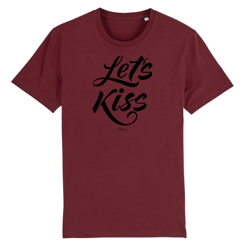 Cadeau anniversaire : T-Shirt - Let's Kiss - Coton Bio - 5 Coloris - Cadeau Personnalisable - Cadeaux-Positifs.com -XS-Bordeaux-