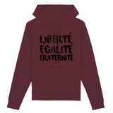 Sweat à capuche - Liberté Egalité Fraternité - Coton Bio - Cadeau Original - Cadeau Personnalisable - Cadeaux-Positifs.com -XS-Blanc-