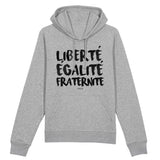 Sweat à capuche - Liberté Egalité Fraternité - Coton Bio - Cadeau Original - Cadeau Personnalisable - Cadeaux-Positifs.com -XS-Blanc-