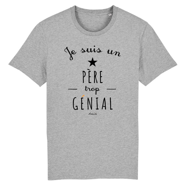T-Shirt - Un Père trop Génial - Coton Bio - Cadeau Original - Cadeau Personnalisable - Cadeaux-Positifs.com -XS-Gris-