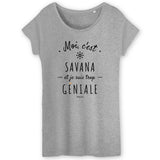 T-Shirt - Savana est trop Géniale - Coton Bio - Cadeau Original - Cadeau Personnalisable - Cadeaux-Positifs.com -XS-Blanc-