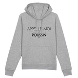 Sweat à Capuche - Appelle-moi Poussin - Coton Bio - Unisexe - Cadeau Original - Cadeau Personnalisable - Cadeaux-Positifs.com -XS-Blanc-