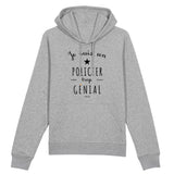 Sweat à Capuche - Un Policier trop Génial - Coton Bio - Cadeau Original - Cadeau Personnalisable - Cadeaux-Positifs.com -XS-Blanc-