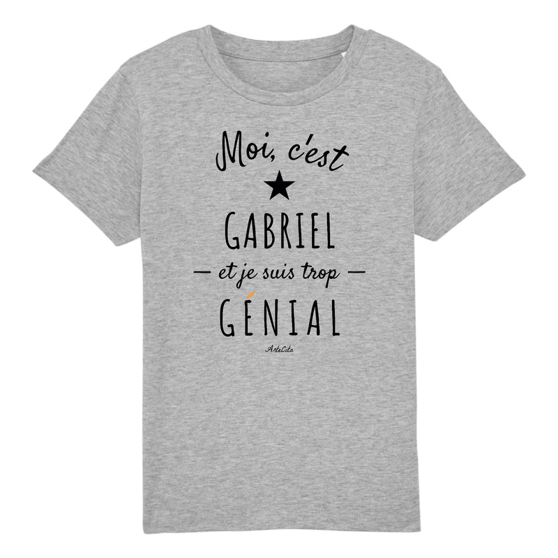 Cadeau anniversaire : T-Shirt Enfant - Gabriel est trop Génial - Coton Bio - Cadeau Original - Cadeau Personnalisable - Cadeaux-Positifs.com -3-4 ans-Gris-