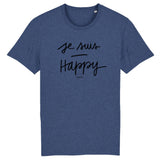T-Shirt - Je Suis Happy - Coton Bio - 5 Coloris - Cadeau Personnalisable - Cadeaux-Positifs.com -XS-Indigo-