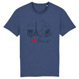 T-Shirt - I Love Paris - Unisexe - Coton Bio - 4 Coloris - Cadeau Original - Cadeau Personnalisable - Cadeaux-Positifs.com -XS-Indigo-