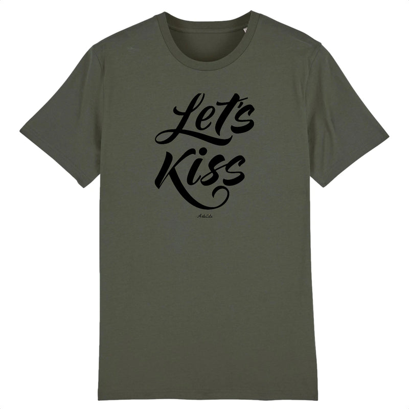 Cadeau anniversaire : T-Shirt - Let's Kiss - Coton Bio - 5 Coloris - Cadeau Personnalisable - Cadeaux-Positifs.com -XS-Kaki-