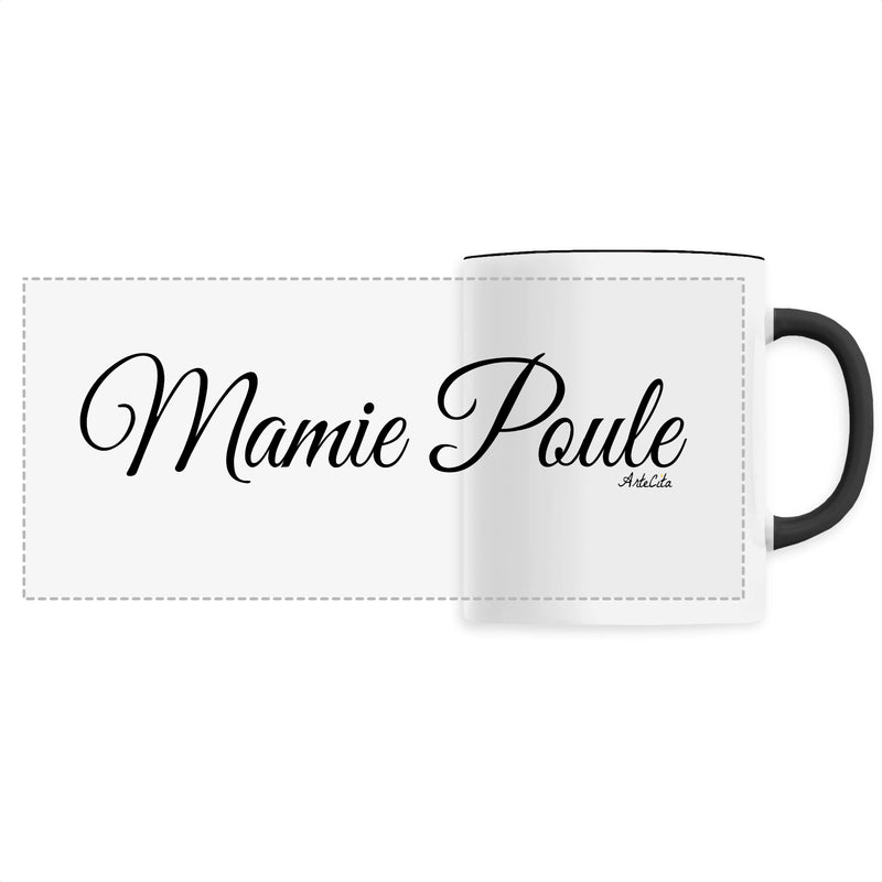 Cadeau anniversaire : Mug - Mamie Poule (Cursif) - 6 Coloris - Cadeau Original - Cadeau Personnalisable - Cadeaux-Positifs.com -Unique-Noir-