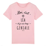 T-Shirt Enfant - Léa est trop Géniale - Coton Bio - Cadeau Original - Cadeau Personnalisable - Cadeaux-Positifs.com -3-4 ans-Blanc-