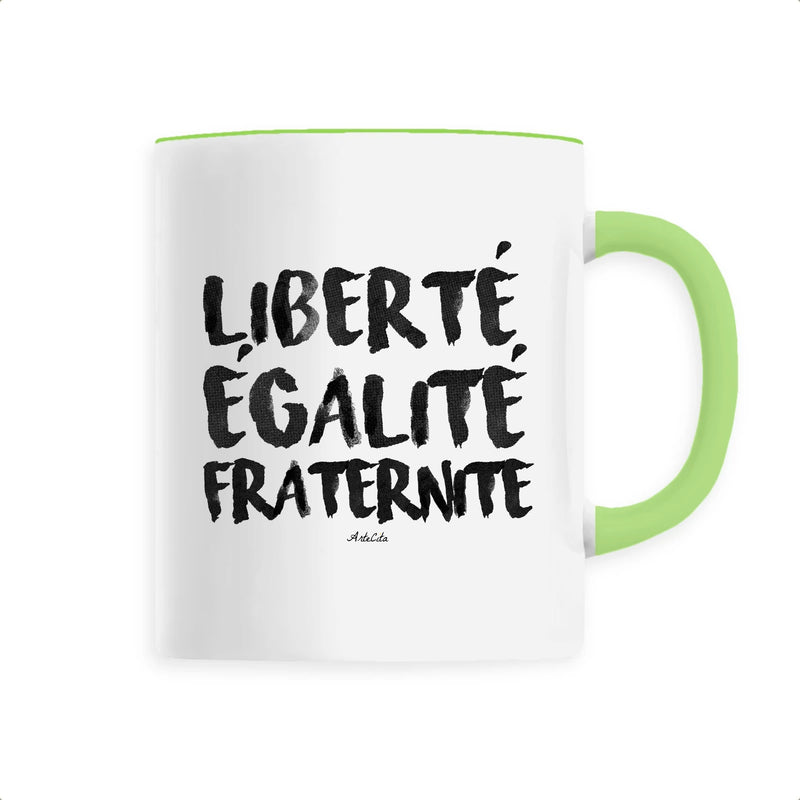 Cadeau anniversaire : Mug - Liberté Egalité Fraternité - 6 Coloris - Cadeau Original - Cadeau Personnalisable - Cadeaux-Positifs.com -Unique-Vert-