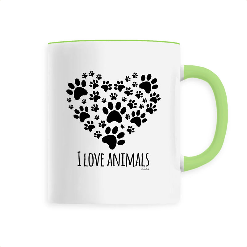 Cadeau anniversaire : Mug - I Love Animals - 6 Coloris - Cadeau Original - Cadeau Personnalisable - Cadeaux-Positifs.com -Unique-Vert-