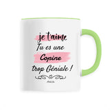 Mug - Je t'aime, tu es une Copine trop Géniale - 6 Coloris - Cadeau Personnalisable - Cadeaux-Positifs.com -Unique-Blanc-