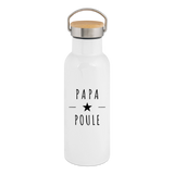 Gourde isotherme - Papa Poule - 3 tailles - Cadeau Durable - Cadeau Personnalisable - Cadeaux-Positifs.com -blanc-500 ml-
