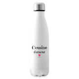 Gourde isotherme - Cousine d'amour - Cadeau Durable & Tendre - Cadeau Personnalisable - Cadeaux-Positifs.com -blanc-500 ml-