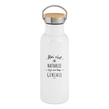 Gourde isotherme - Nathalie est trop Géniale - 3 tailles - Durable - Cadeau Personnalisable - Cadeaux-Positifs.com -blanc-400 ml-