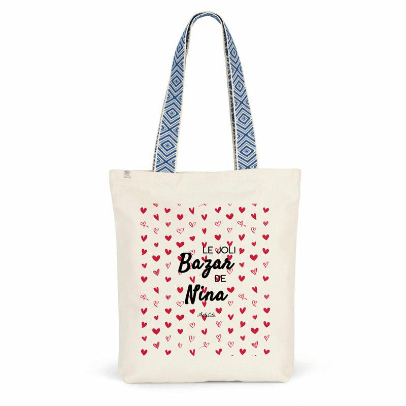Cadeau anniversaire : Tote Bag Premium - Le joli Bazar de Nina - 2 Coloris - Cadeau Durable - Cadeau Personnalisable - Cadeaux-Positifs.com -Bleu-