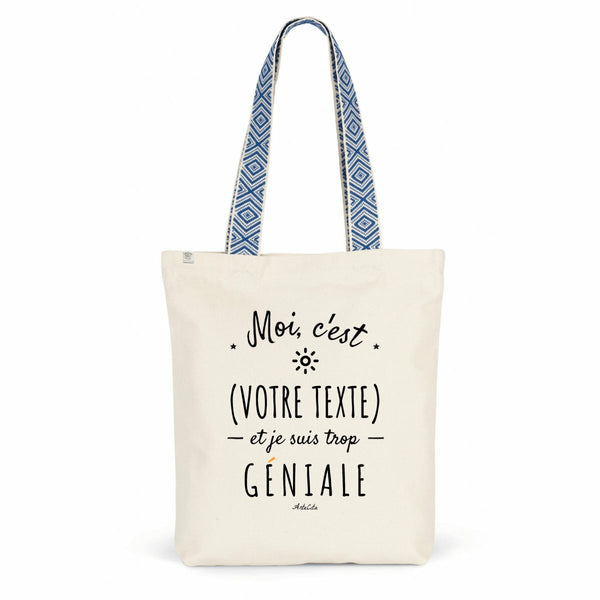Tote Bag Premium à personnaliser - Moi c'est XXX et je suis trop Géniale - 2 Coloris - Cadeau Durable - Cadeau Personnalisable - Cadeaux-Positifs.com -Rouge-