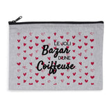 Pochette - Le joli Bazar d'une Coiffeuse - 2 coloris - Cadeau Original - Cadeau Personnalisable - Cadeaux-Positifs.com -Gris-