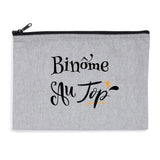 Pochette - Binôme au Top - 2 coloris - Cadeau Durable - Cadeau Personnalisable - Cadeaux-Positifs.com -Gris-