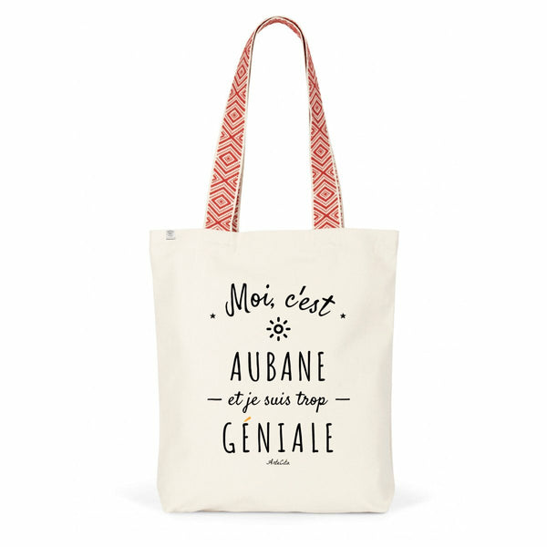 Tote Bag Premium - Aubane est trop Géniale - 2 Coloris - Cadeau Durable - Cadeau Personnalisable - Cadeaux-Positifs.com -Rouge-