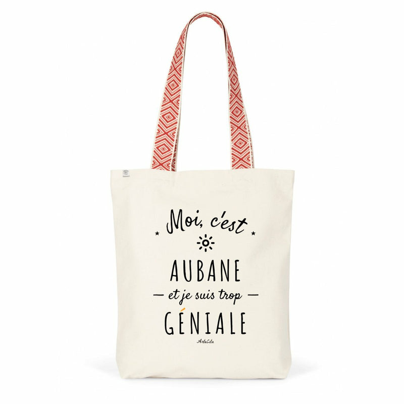 Cadeau anniversaire : Tote Bag Premium - Aubane est trop Géniale - 2 Coloris - Cadeau Durable - Cadeau Personnalisable - Cadeaux-Positifs.com -Rouge-