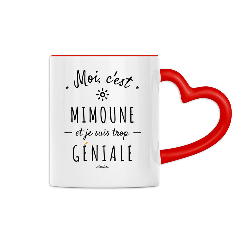 Cadeau anniversaire : Mug Coeur - Mimoune est trop Géniale - 2 Coloris - Cadeau Personnalisé - Cadeau Personnalisable - Cadeaux-Positifs.com -Rouge-