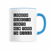 Mug ta ville - Cadeau Personnalisable - Cadeaux-Positifs.com -Bleu-