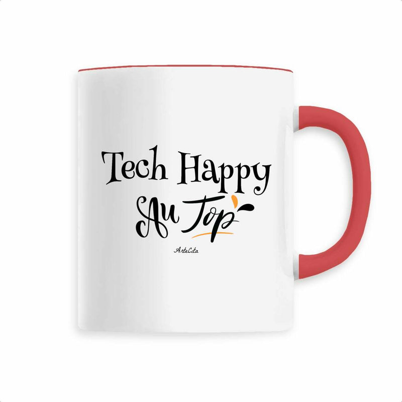 Cadeau anniversaire : Mug - Tech Happy au Top - 6 Coloris - Cadeau Original - Cadeau Personnalisable - Cadeaux-Positifs.com -Rouge-