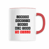 Mug à Personnaliser avec VOTRE VILLE - 6 Coloris - Cadeau Personnalisable - Cadeau Personnalisable - Cadeaux-Positifs.com -Rouge-