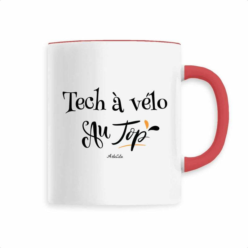 Cadeau anniversaire : Mug - Tech à vélo au Top - 6 Coloris - Cadeau Original - Cadeau Personnalisable - Cadeaux-Positifs.com -Rouge-